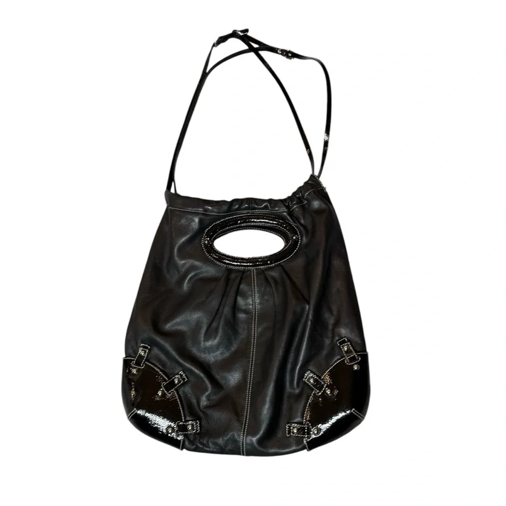 CYNTHIA ROWLEY  HOBO with shoulder straps Black Leather Women's Bag